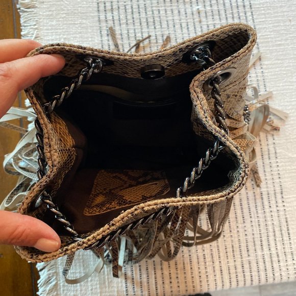 Italian Python Fringe Bucket Bag - Picture 2 of 2